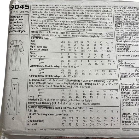 Simplicity Pattern 9045 6 8 10 12 Dress Jacket Costume Regency Bridgerton UNCUT - Picture 9 of 15